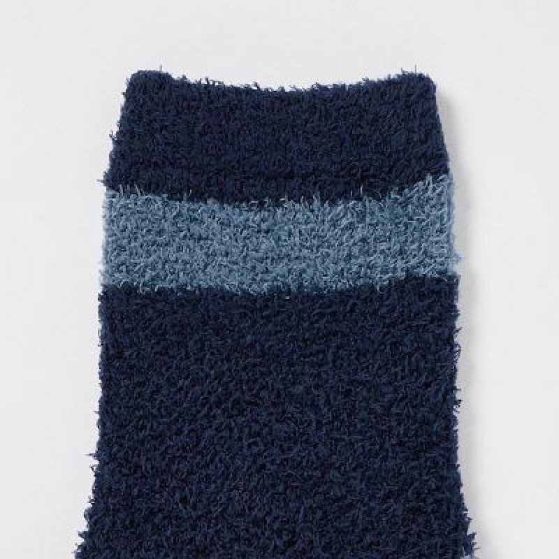 Women Uniqlo HEATTECH Fluffy-Lined Half Socks Blue | 5564856