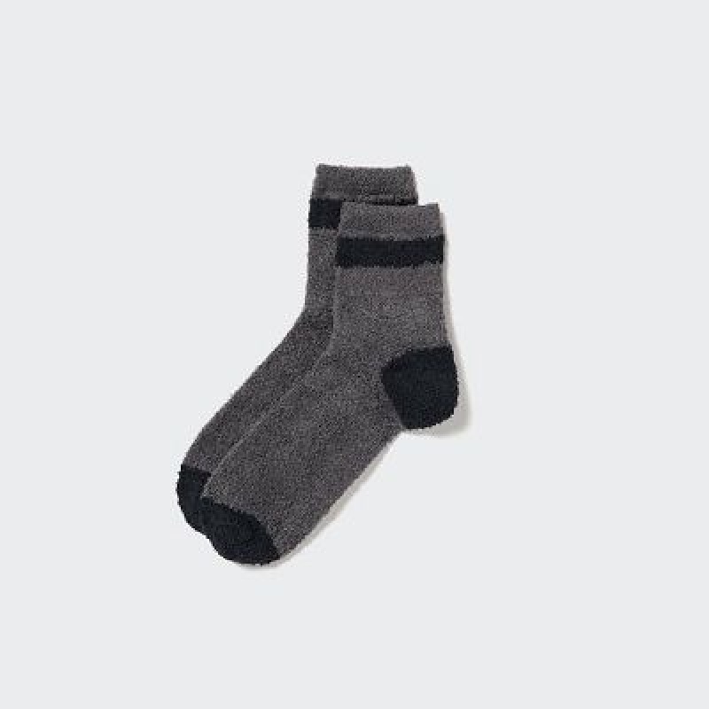 Women Uniqlo HEATTECH Fluffy-Lined Half Socks Grey | 4418446