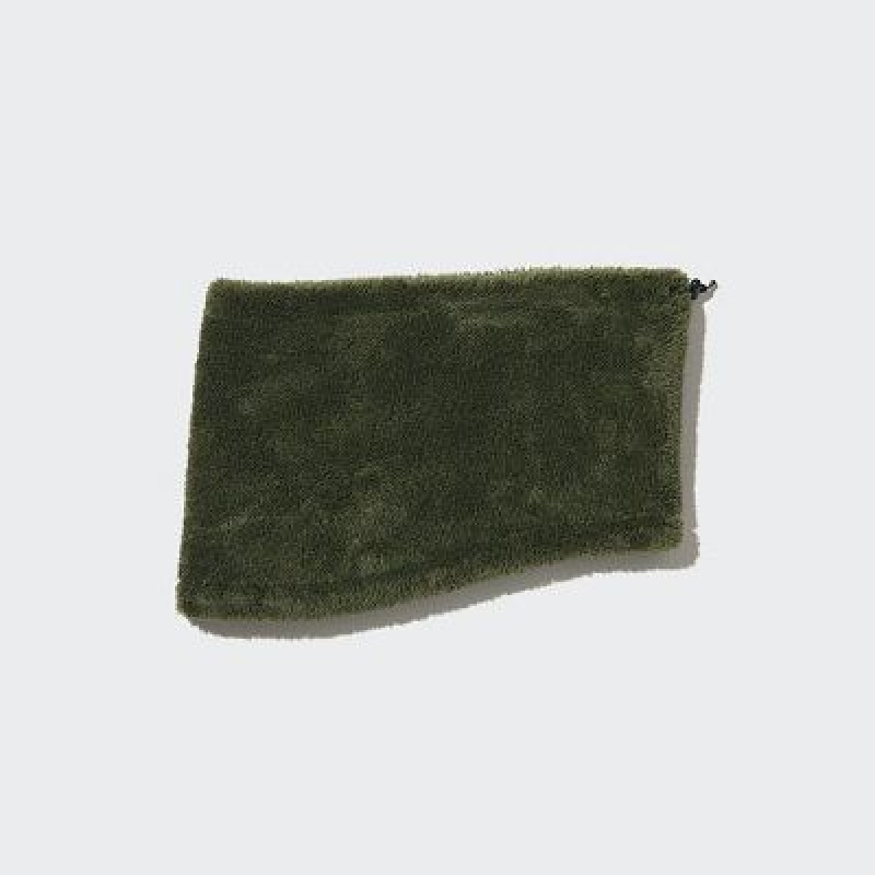 Women Uniqlo HEATTECH Fluffy Yarn Neck Warmer Olive | 3513438