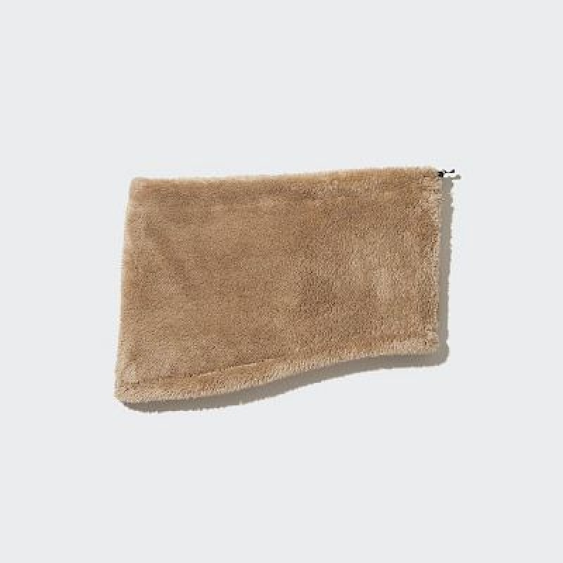 Women Uniqlo HEATTECH Fluffy Yarn Neck Warmer Beige | 9111617