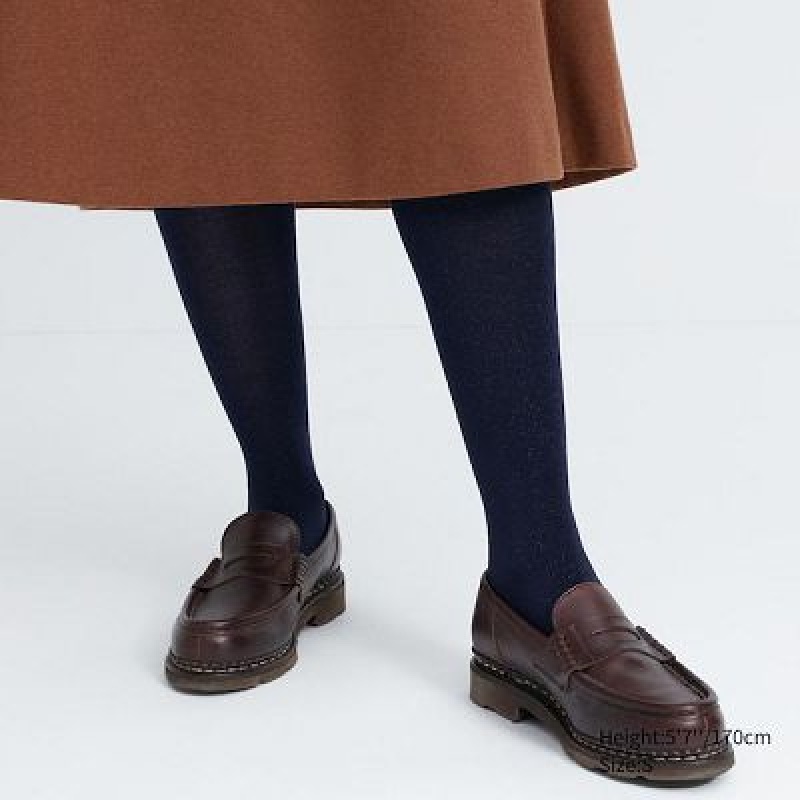 Women Uniqlo HEATTECH Glitter Knitted Tight Black | 8131871