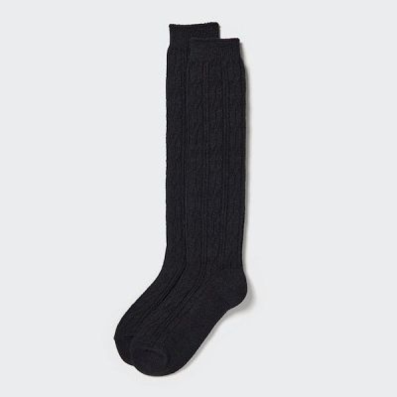 Women Uniqlo HEATTECH Knee High Socks Black | 675979