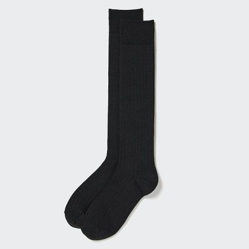 Women Uniqlo HEATTECH Knee High Socks Black | 278979