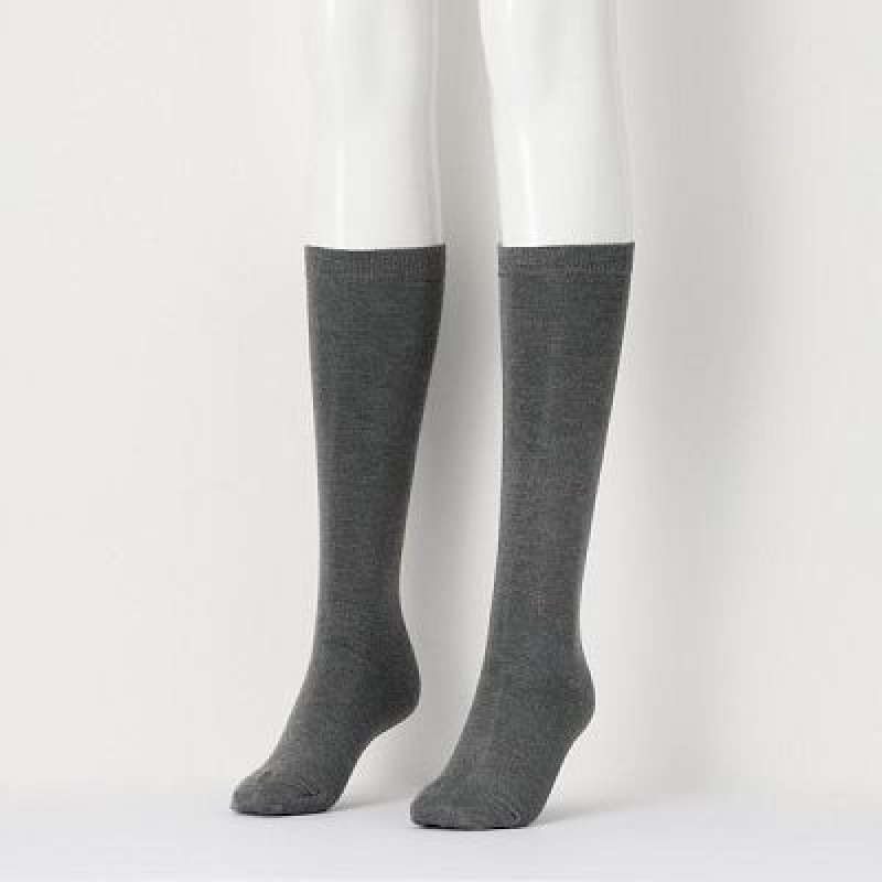 Women Uniqlo HEATTECH Knee High Socks Grey | 1077014