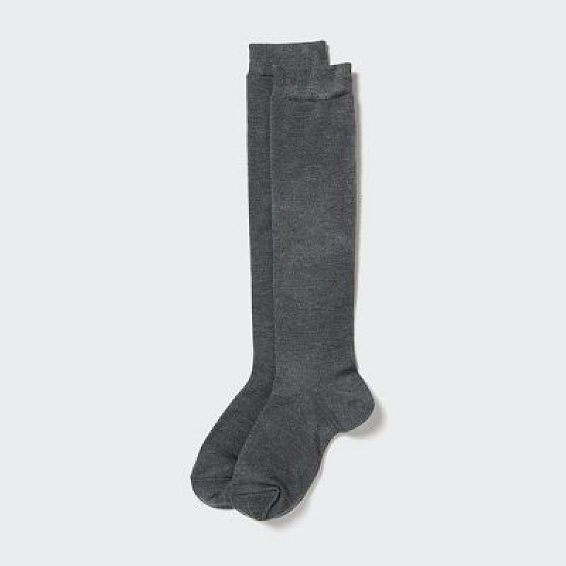 Women Uniqlo HEATTECH Knee High Socks Grey | 1077014