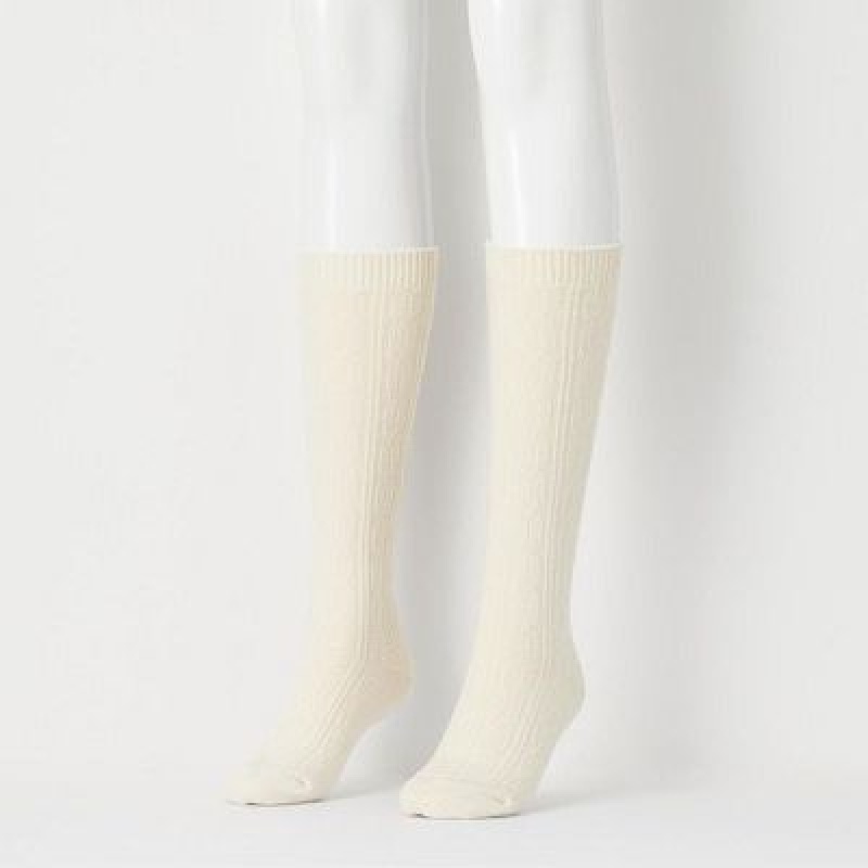 Women Uniqlo HEATTECH Knee High Socks White | 666773
