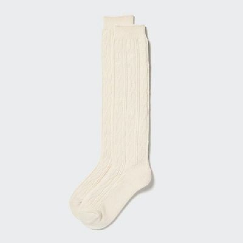 Women Uniqlo HEATTECH Knee High Socks White | 666773
