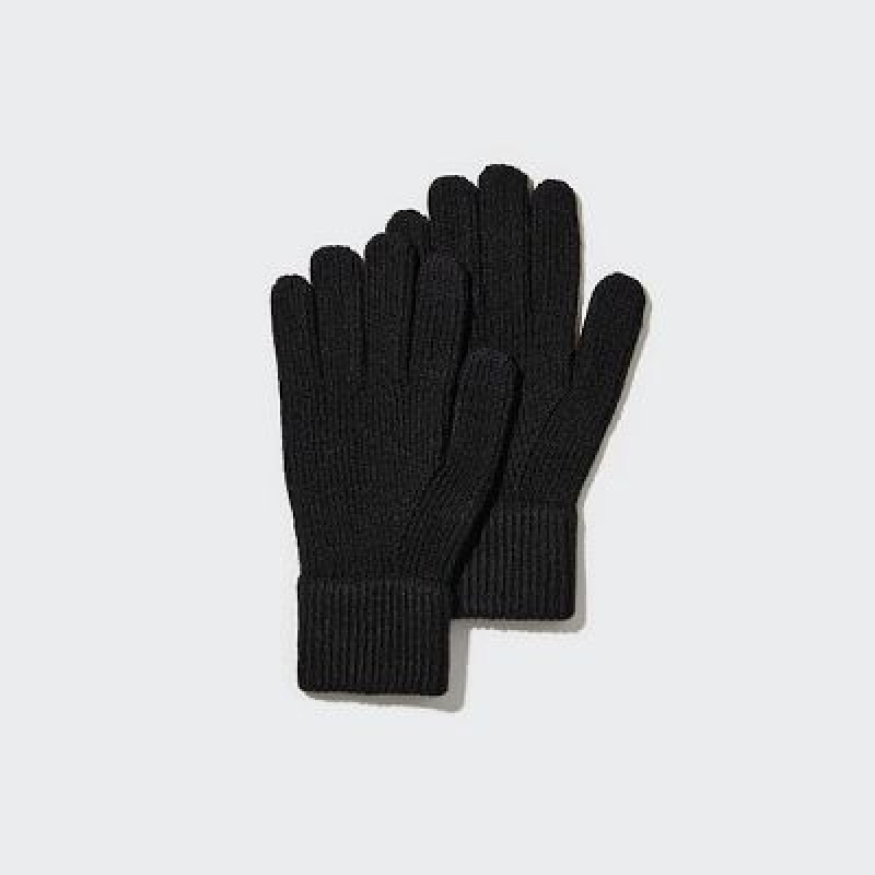 Women Uniqlo HEATTECH Knitted Gloves Black | 2374350