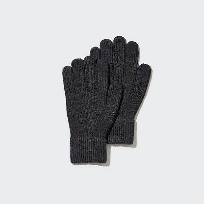 Women Uniqlo HEATTECH Knitted Gloves Black | 6730905