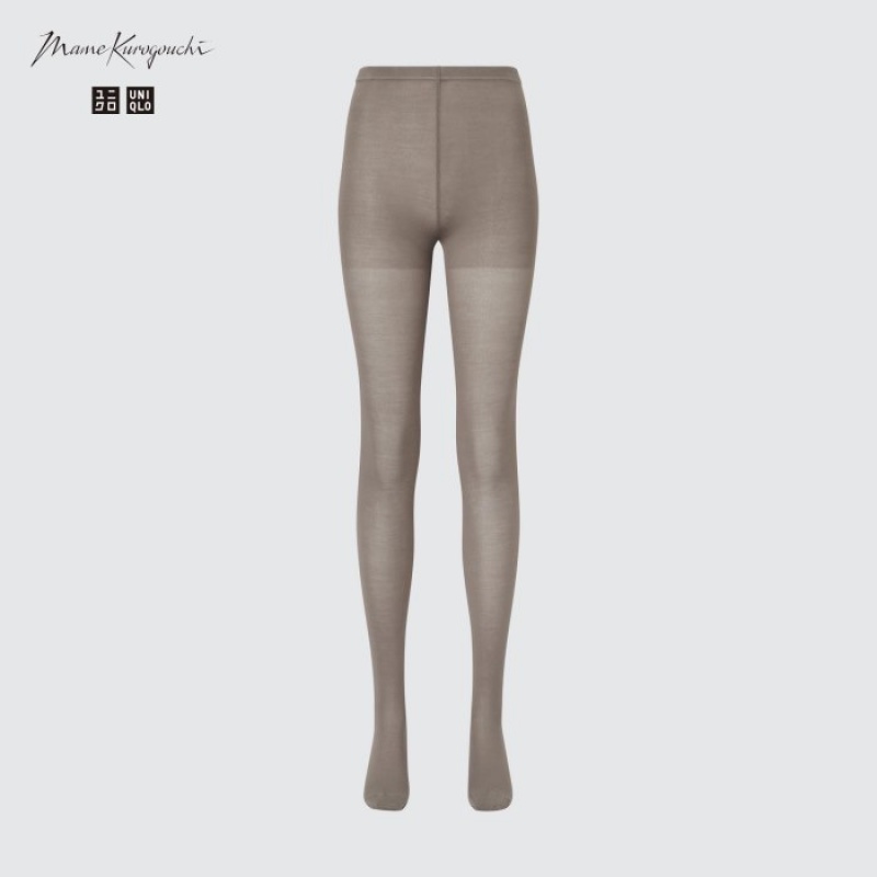 Women Uniqlo HEATTECH Knitted Sheer Tight Grey | 8473932