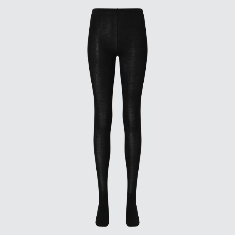 Women Uniqlo HEATTECH Knitted Tight Black | 1659701