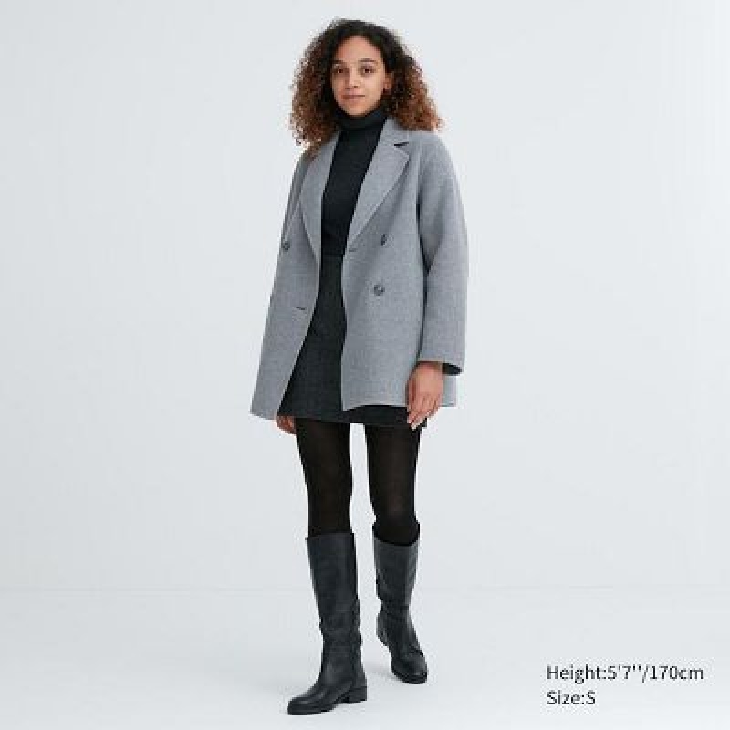 Women Uniqlo HEATTECH Knitted Tight Grey | 2795136