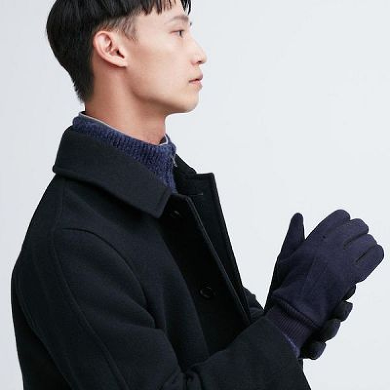 Women Uniqlo HEATTECH Lined Faux Wool Gloves Navy | 4359168