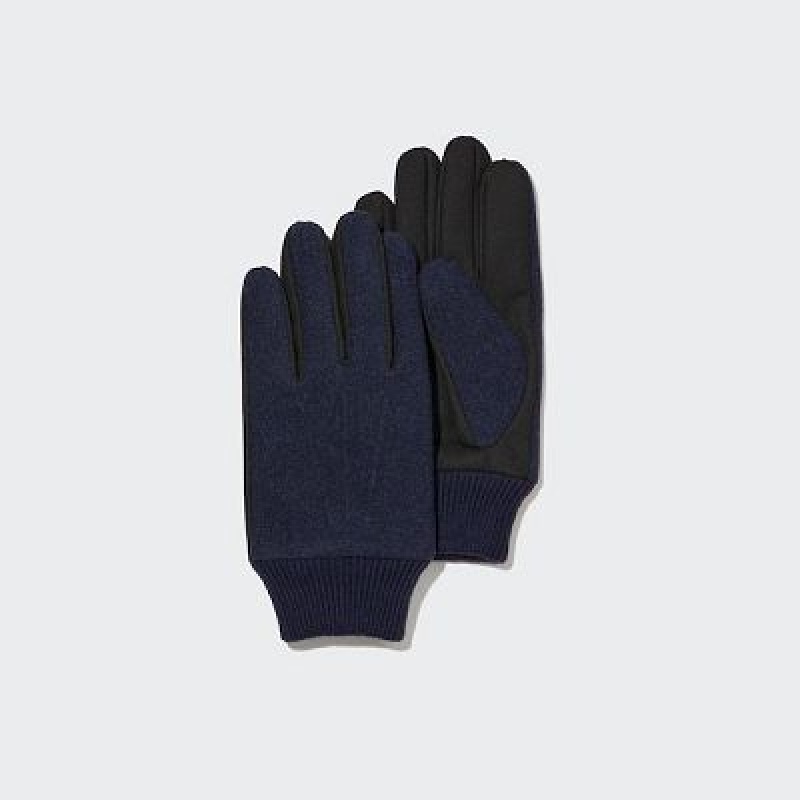Women Uniqlo HEATTECH Lined Faux Wool Gloves Navy | 4359168