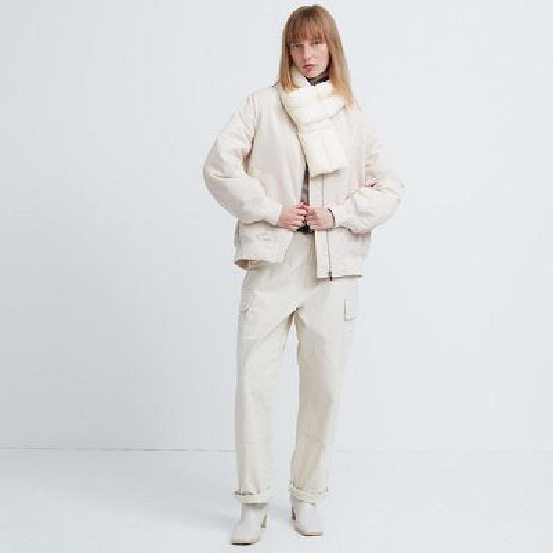 Women Uniqlo HEATTECH Lined Padded Scarves White | 6755736