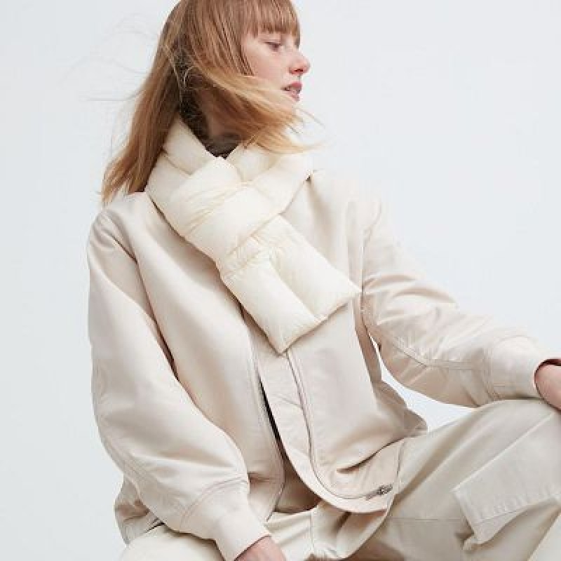 Women Uniqlo HEATTECH Lined Padded Scarves White | 6755736