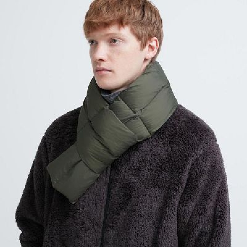 Women Uniqlo HEATTECH Lined Padded Scarves Olive | 6675363