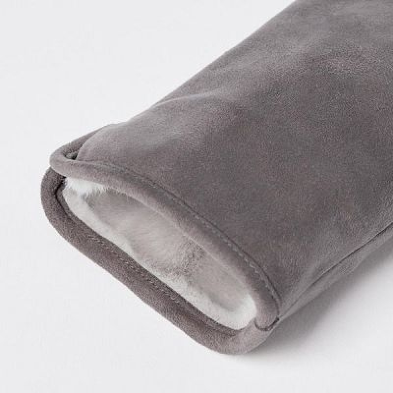 Women Uniqlo HEATTECH Lining Faux Suede Gloves Grey | 4155424