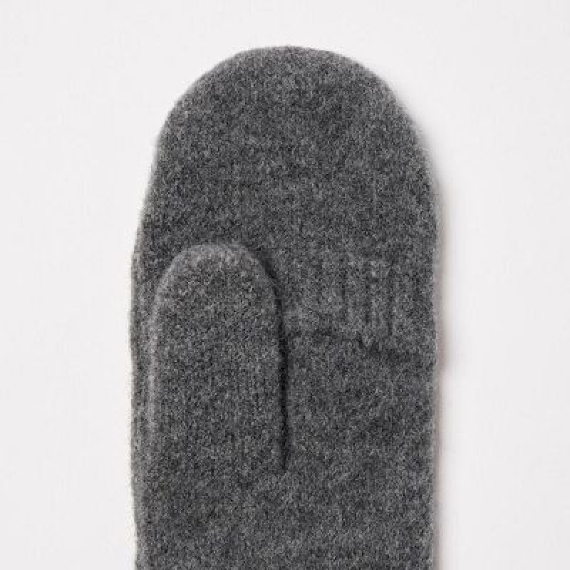 Women Uniqlo HEATTECH Lining Souffle Yarn Mittens Gloves Grey | 6085302
