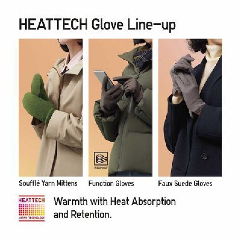 Women Uniqlo HEATTECH Lining Souffle Yarn Mittens Gloves Grey | 6085302