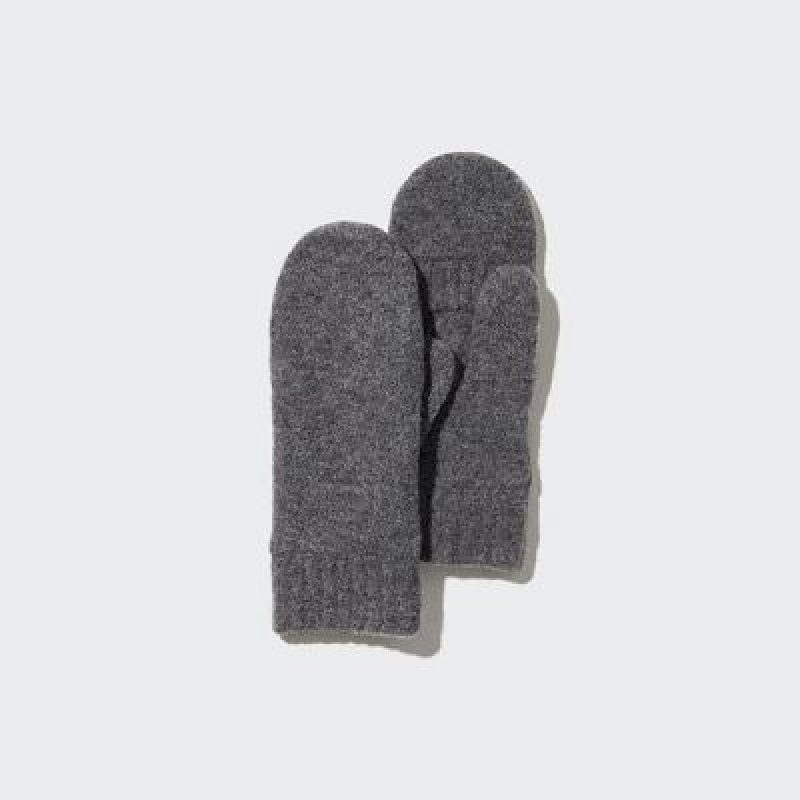 Women Uniqlo HEATTECH Lining Souffle Yarn Mittens Gloves Grey | 6085302