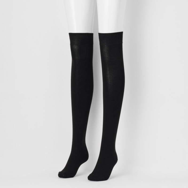 Women Uniqlo HEATTECH Over-The-Knee Socks Black | 8195895