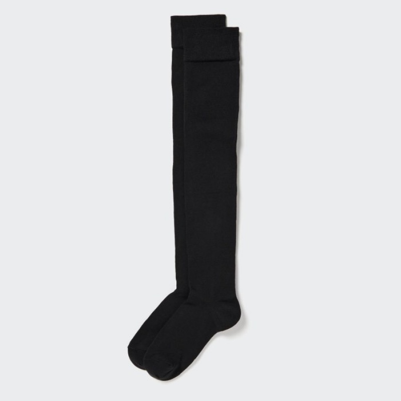 Women Uniqlo HEATTECH Over-The-Knee Socks Black | 8195895