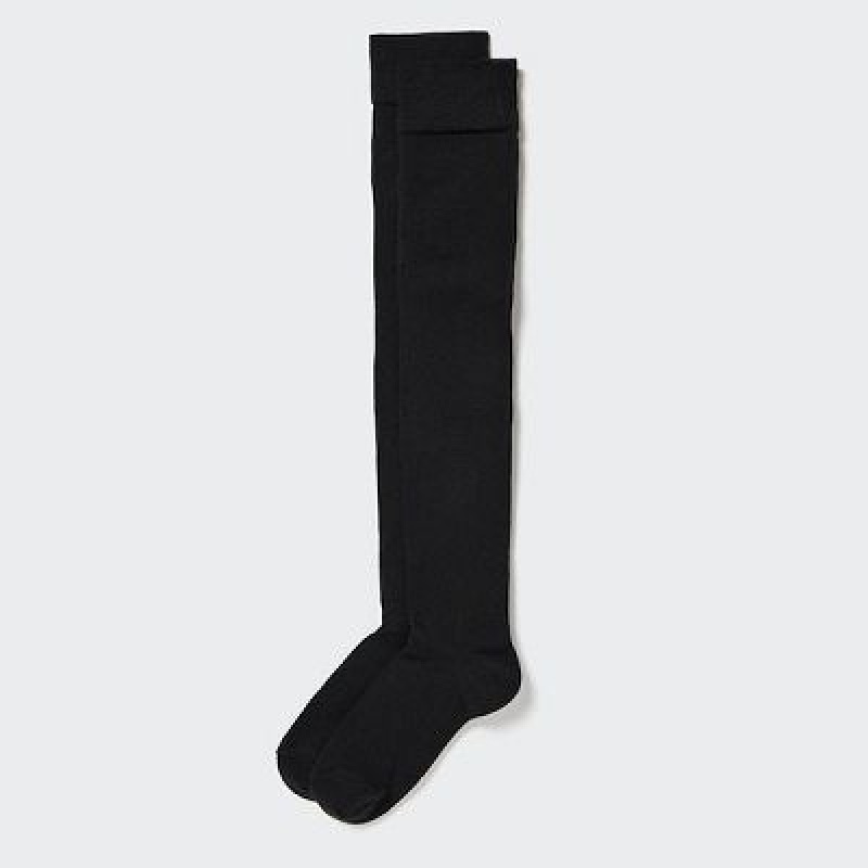 Women Uniqlo HEATTECH Over-The-Knee Socks Black | 9256853