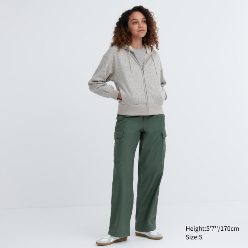 Women Uniqlo HEATTECH Pile-Lined Sweat Full-Zip Hoodie Grey | 1223704