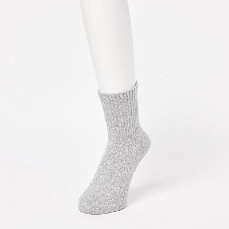 Women Uniqlo HEATTECH Pile Half Socks Grey | 8881336