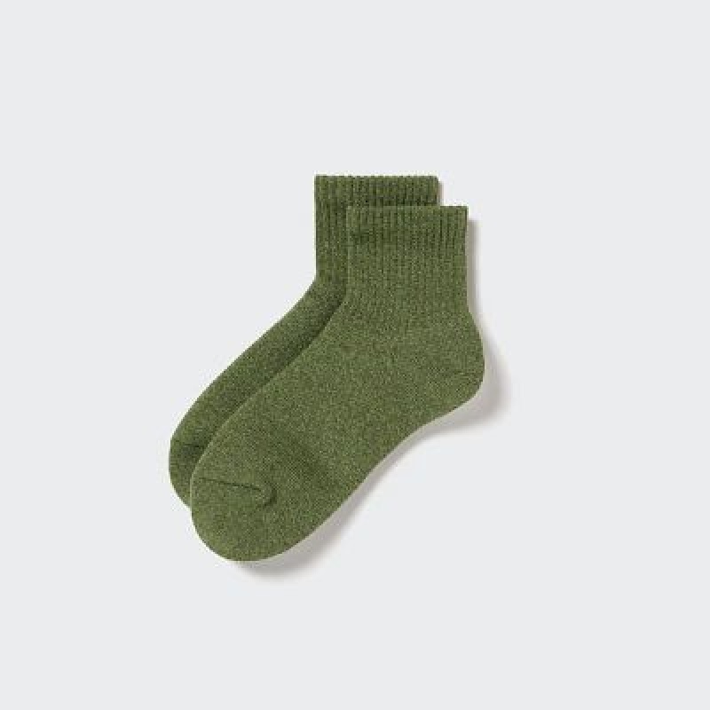 Women Uniqlo HEATTECH Pile Half Socks Green | 203815