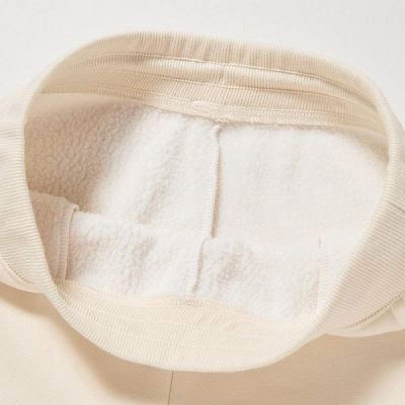 Women Uniqlo HEATTECH Pile Lined Sweat Pants White | 9792562