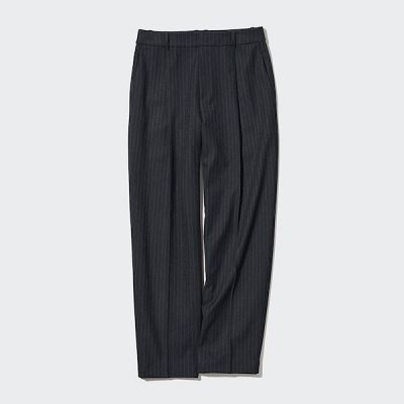 Women Uniqlo HEATTECH Pleated Tapered Pants Navy | 8654718