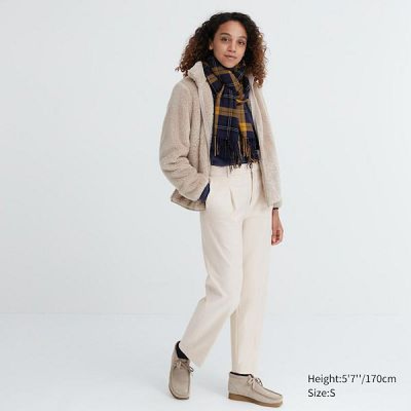 Women Uniqlo HEATTECH Pleated Tapered Pants White | 2282751