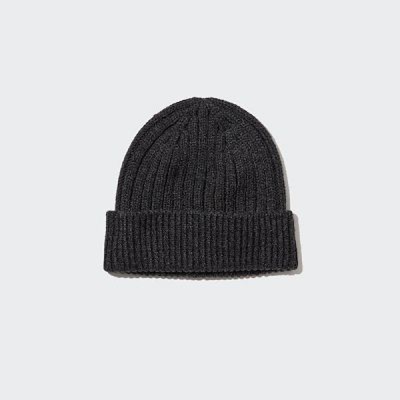 Women Uniqlo HEATTECH Ribbed Beanie Black | 5126034