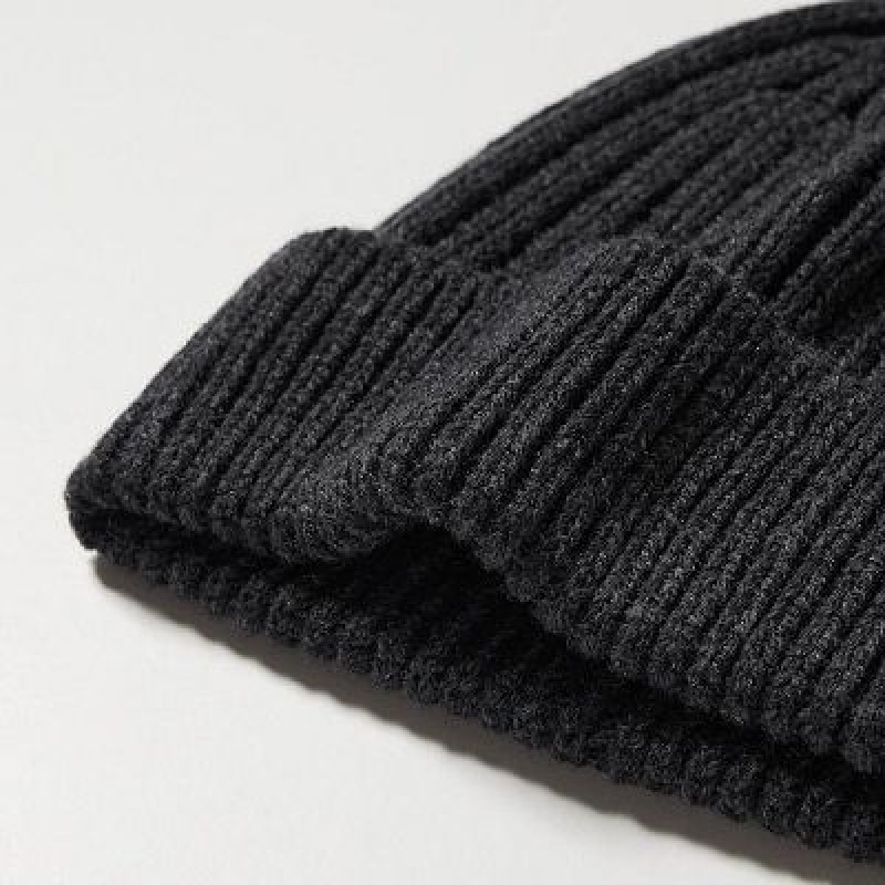Women Uniqlo HEATTECH Ribbed Beanie Black | 3586600