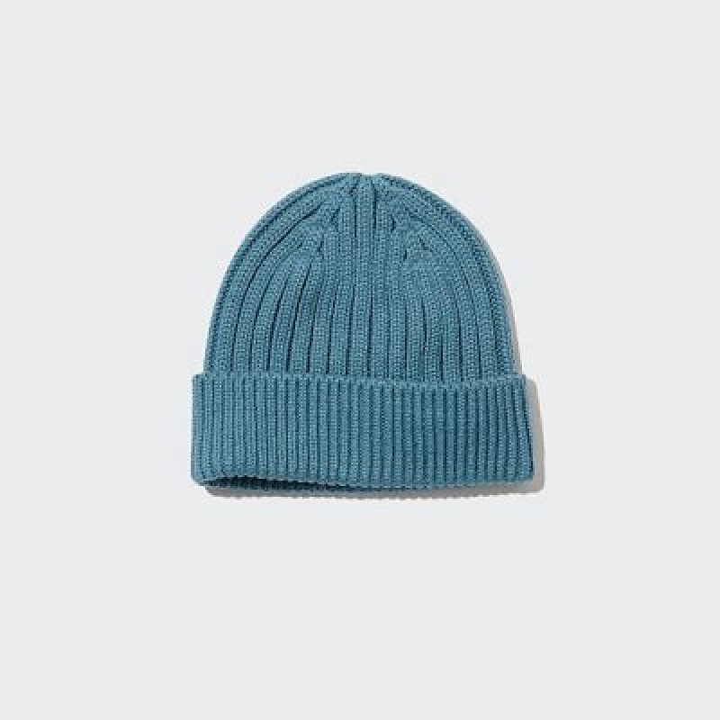Women Uniqlo HEATTECH Ribbed Beanie Blue | 2054363