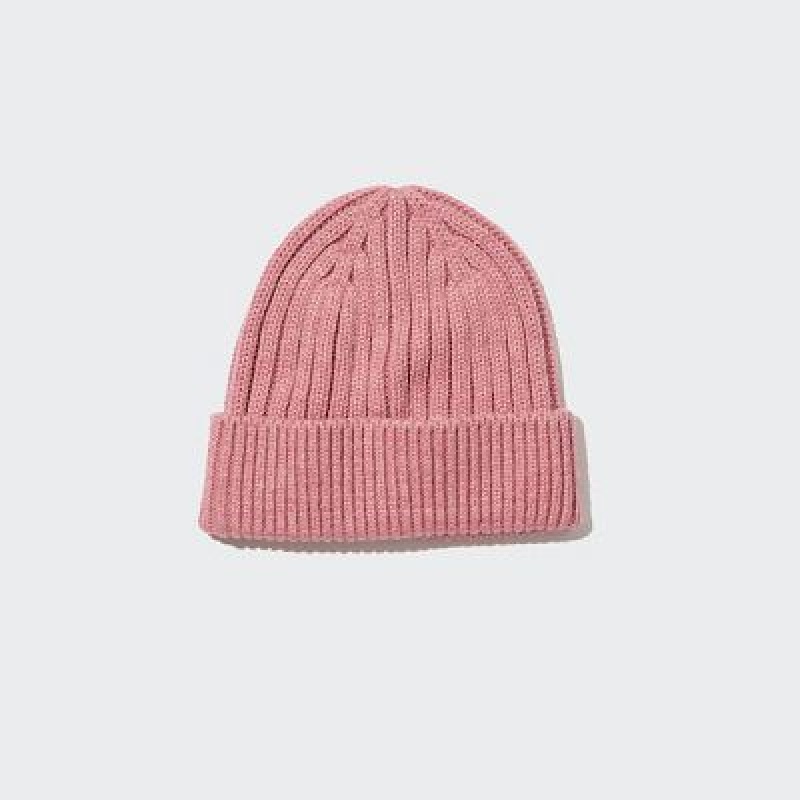 Women Uniqlo HEATTECH Ribbed Beanie Pink | 4779060