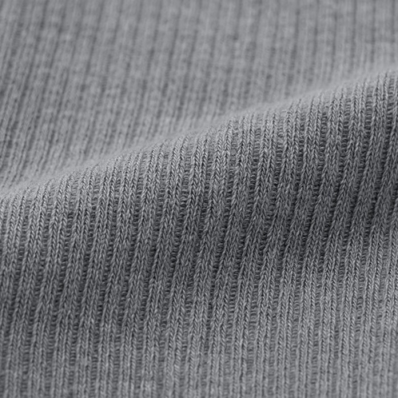 Women Uniqlo HEATTECH Ribbed Knitted Tight Grey | 6059046