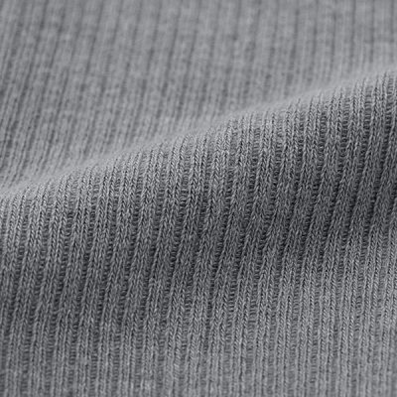 Women Uniqlo HEATTECH Ribbed Knitted Tight Grey | 6468293