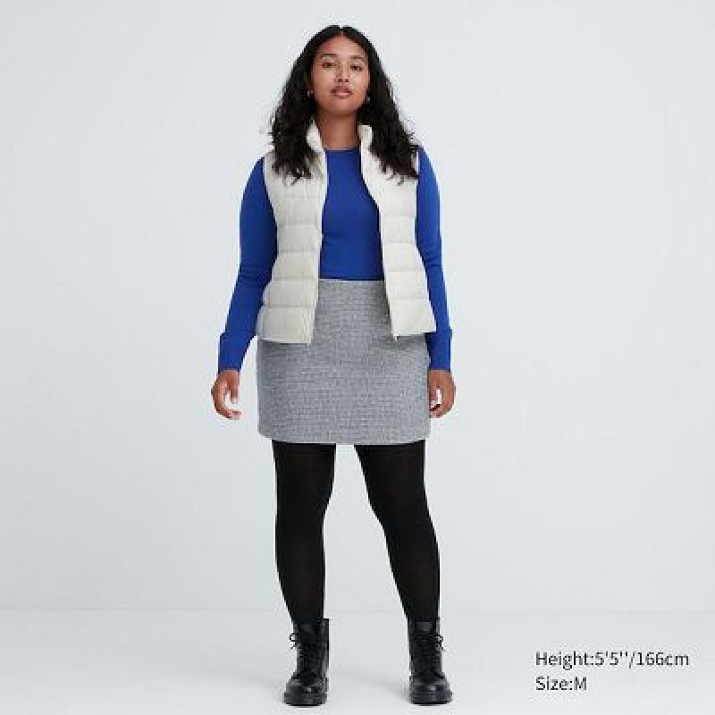 Women Uniqlo HEATTECH Ribbed Knitted Tight Grey | 2227702