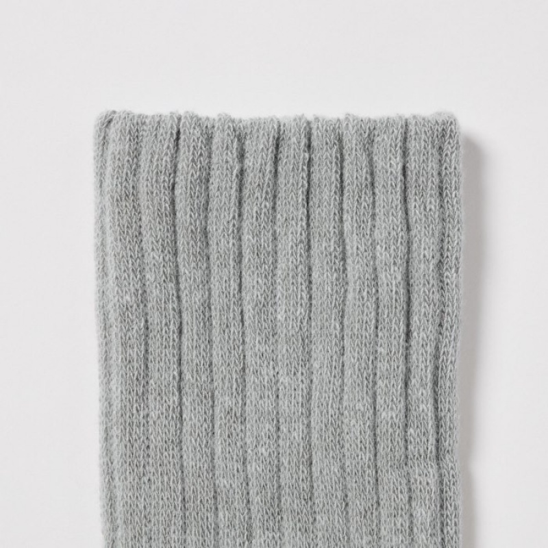 Women Uniqlo HEATTECH Ribbed Pile-Lined Socks Grey | 5067469