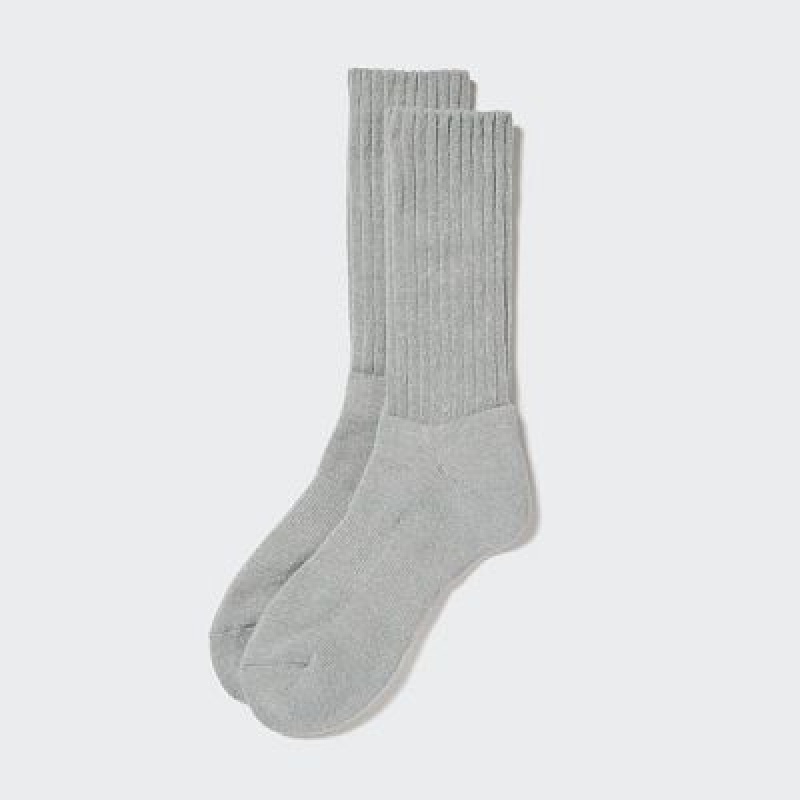 Women Uniqlo HEATTECH Ribbed Pile Socks Grey | 4782035