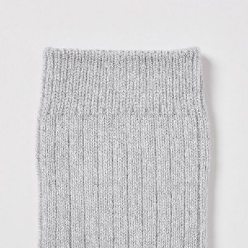 Women Uniqlo HEATTECH Ribbed Socks Grey | 7482231