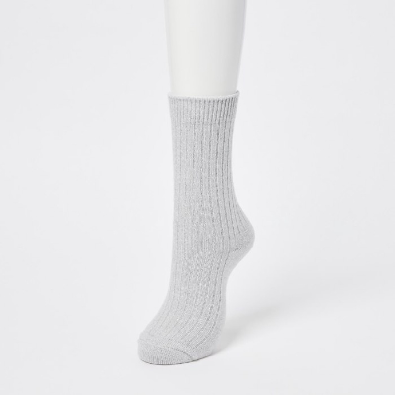 Women Uniqlo HEATTECH Ribbed Socks Grey | 4482764