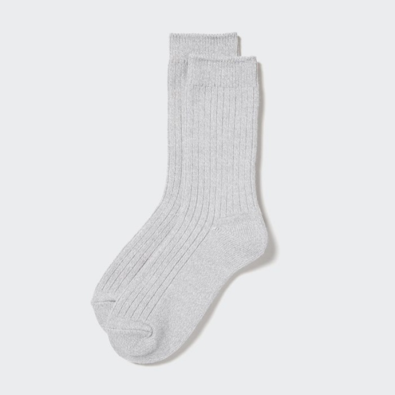Women Uniqlo HEATTECH Ribbed Socks Grey | 4482764