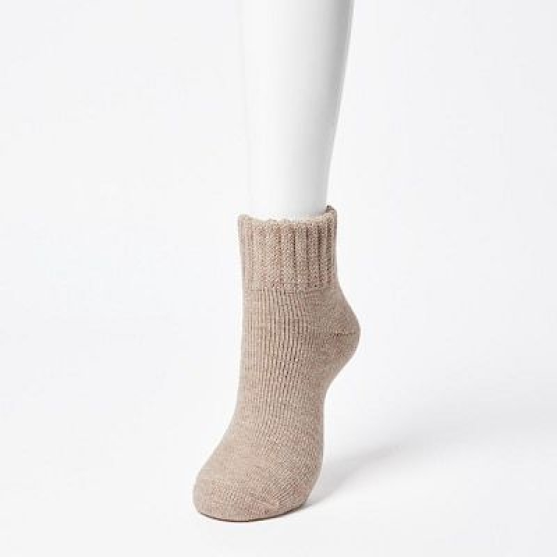 Women Uniqlo HEATTECH (Room Pile) Socks Beige | 5988235