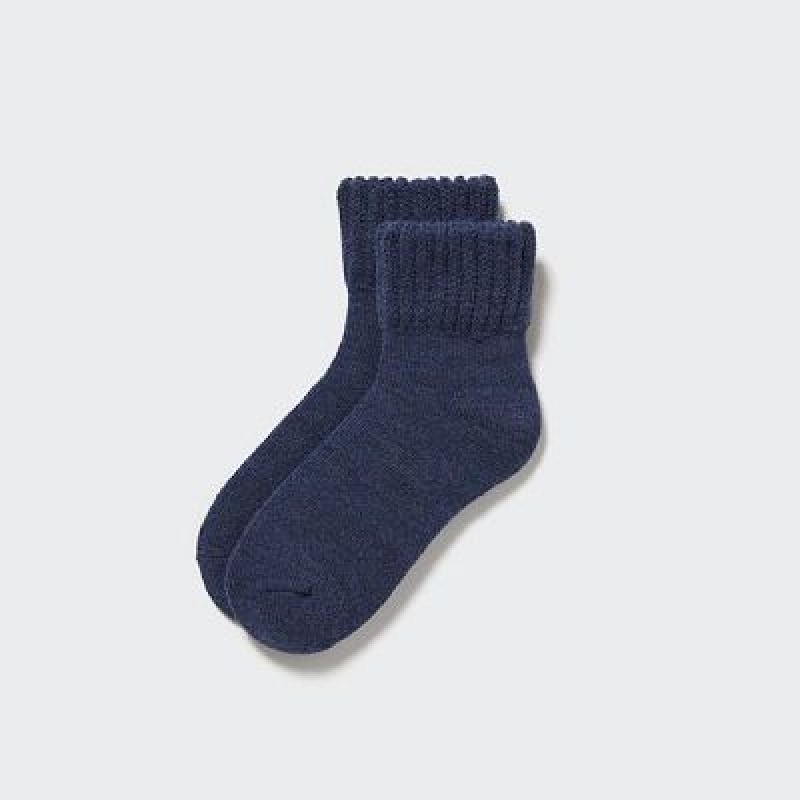 Women Uniqlo HEATTECH (Room Pile) Socks Navy | 2699423