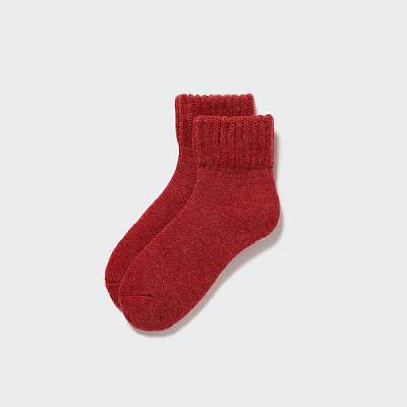 Women Uniqlo HEATTECH (Room Pile) Socks Red | 6338064