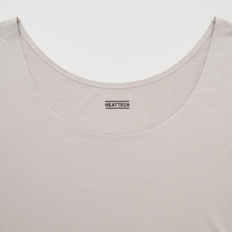 Women Uniqlo HEATTECH Scoop Neck Long-Sleeve T Shirts White | 568951